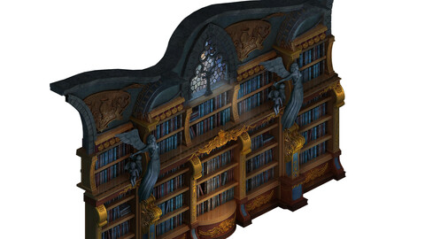 Library - shelves wall 01