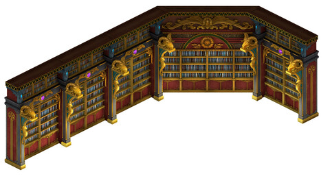 Library - Bookcase Wall Corner 01