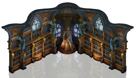 Library - Bookcase Wall Corner 02