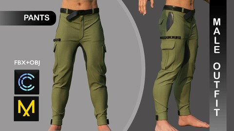 Male Pants. Man Outfit. Marvelous Designer/Clo3d project + OBJ + FBX