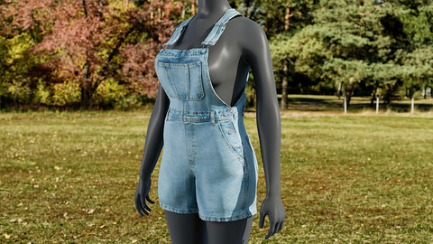 Realistic 3D model of Womens Overalls 1