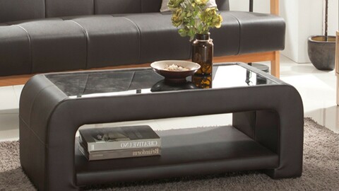 PU leather tempered glass sofa table 4colors