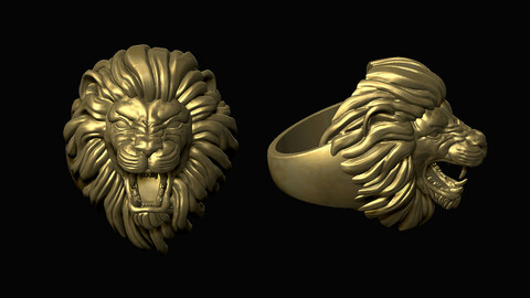 Furious Lion Head Ring 3D print model