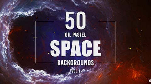 50 Oil Pastel Space Backgrounds - Vol. 1