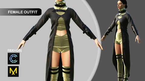 Female Fantasy Outfit II Marvelous Designer/Clo3d project + OBJ + FBX