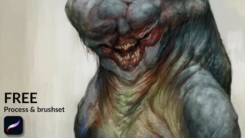 Procreate Creature. FREE process + brush pack