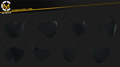 Black woven medical mask. Clo3D/Marvelous Project + Obj.