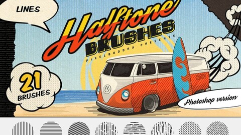 Halftone Lines: Vintage Photoshop Brushes