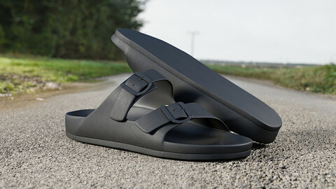 Realistic 3D model of Womens Slippers 2