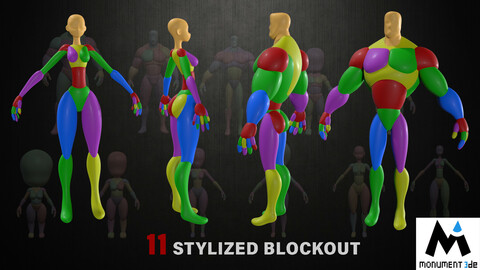 11 Female & Male Stylized Characters for Sculptors