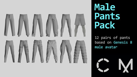 Male pants pack. MD / CLO 3D .zprj projects (Genesis 8 avatar)
