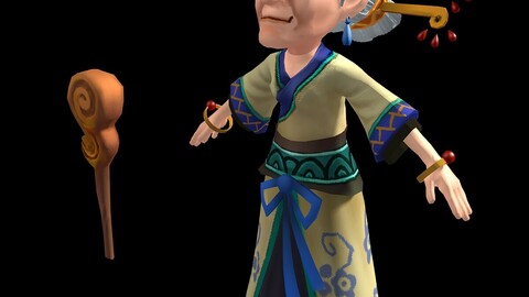 The character of the game - 70-year-old woman