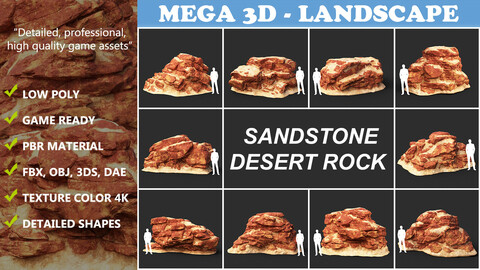 Low poly Sandstone Desert Rock Collection 210319