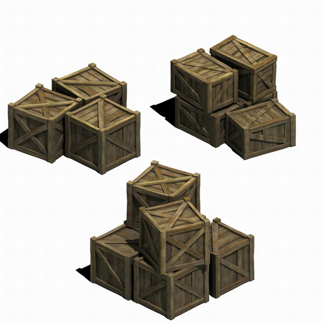 ArtStation Wooden Box Combination 032 Game Assets