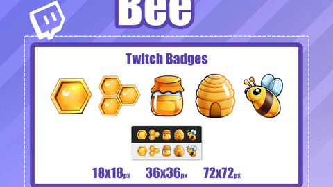 5x BEE TWITCH Sub Badges