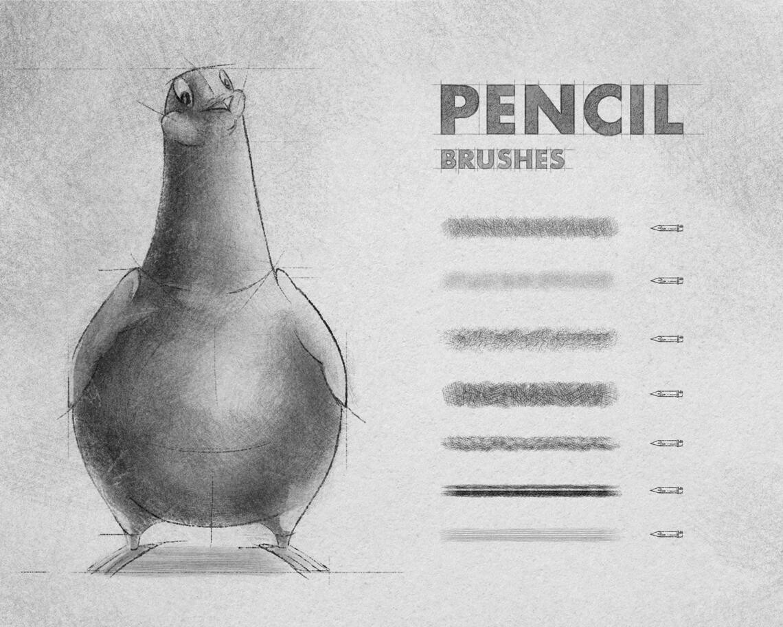 ArtStation 17 Procreate Brushes Sketch & Pencil + Distressed