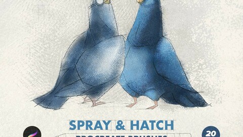 20 Procreate Brushes: Spray & Hatch + 10 Grunge Textures