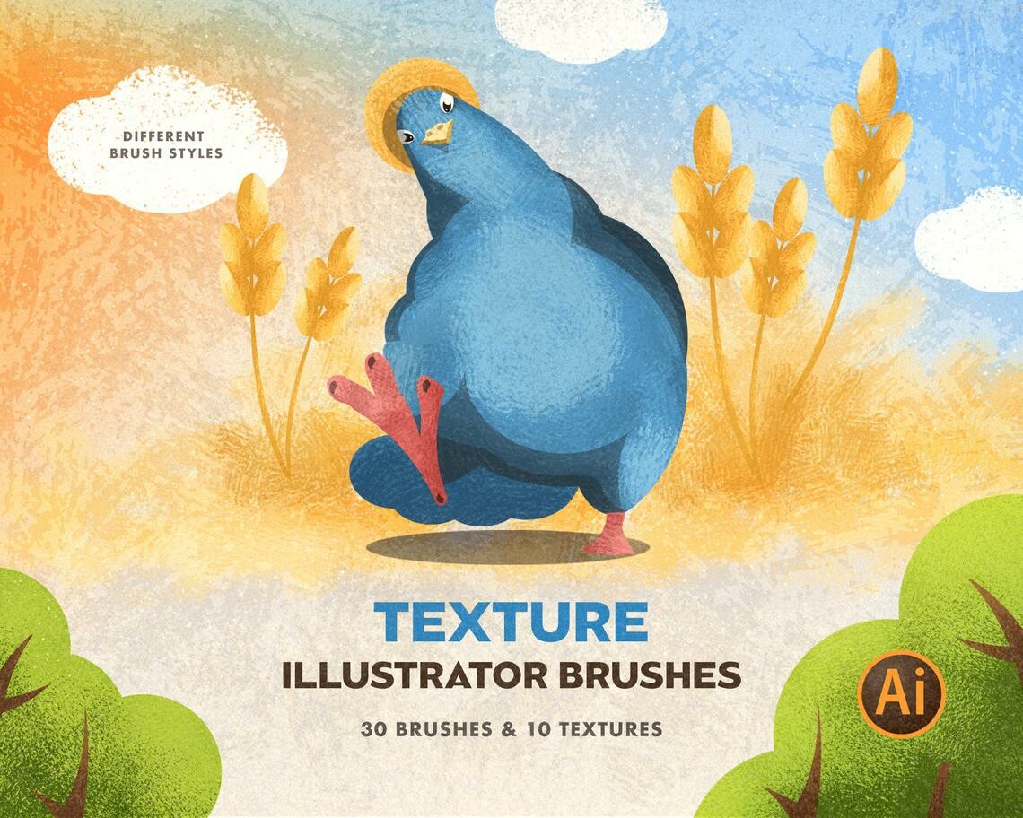ArtStation - 31 Texture Brushes for Adobe Illustrator + 10 Grunge Textures  | Brushes