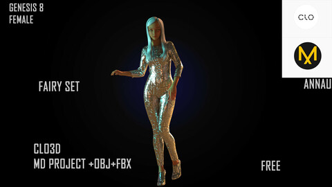 CLO3D, MARVELOUS DESIGNER PROJECT | +OBJ+FBX | FAIRY SET| GENESIS 8 FEMALE