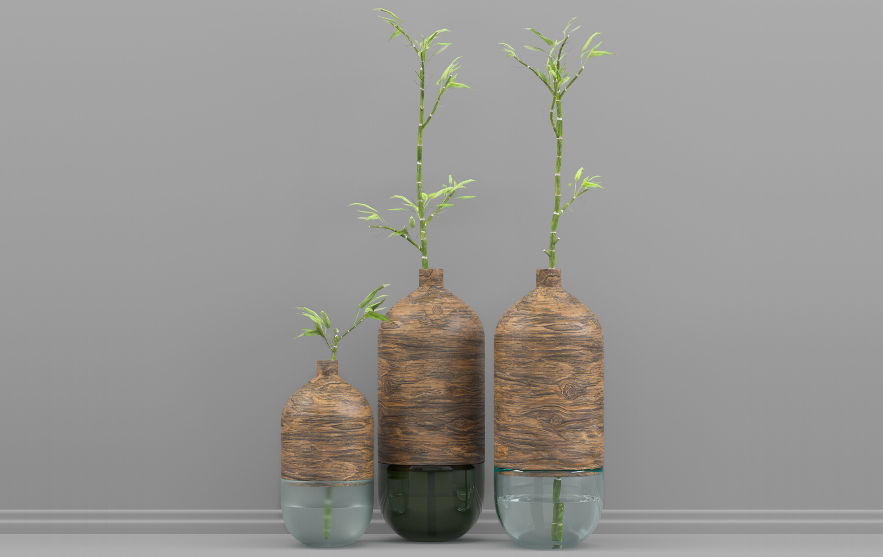 ArtStation Bamboo of wood & glass vase Resources
