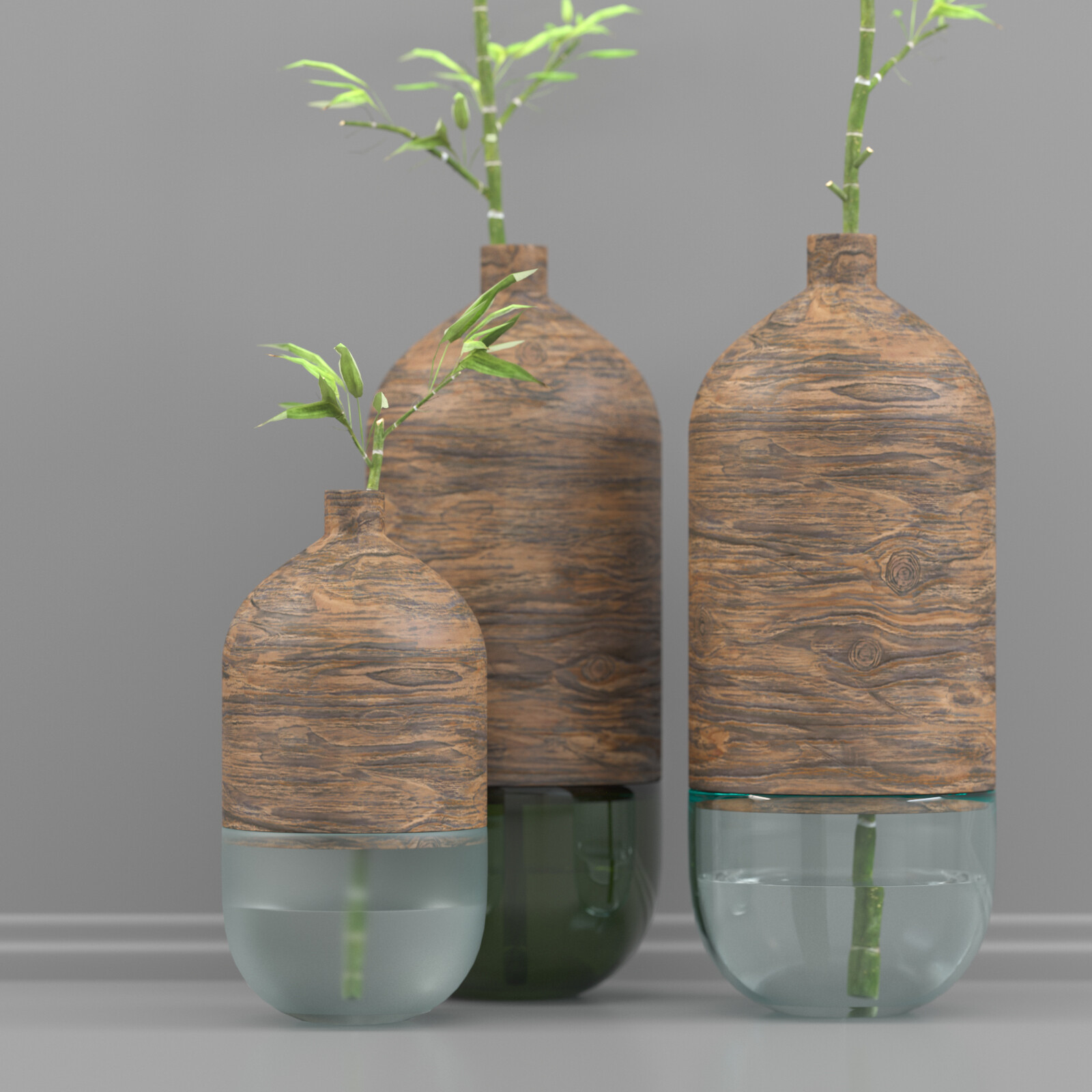 ArtStation Bamboo of wood & glass vase Resources