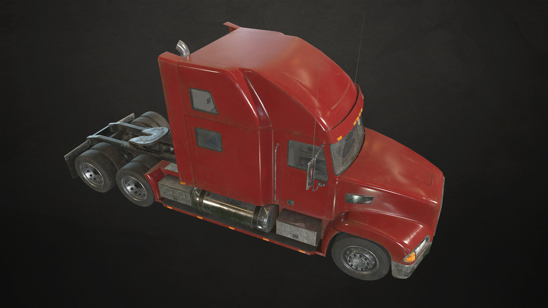 ArtStation - Semi Truck Tractor - Red - Low Poly | Game Assets