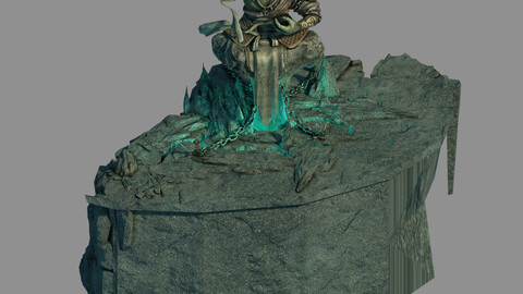 Town Demon Cave - Mountain - Stone Sculpture 01