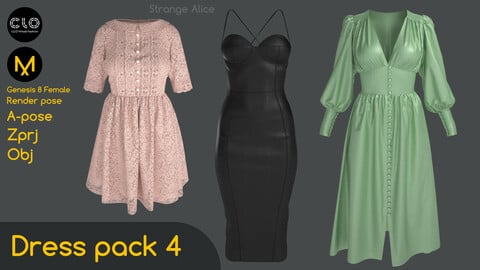 Dress pack 4. Clo3d, Marvelous Designer projects.