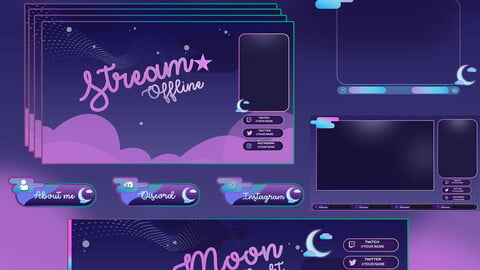 Moon scenery theme / Twitch package / Set up for your twitch