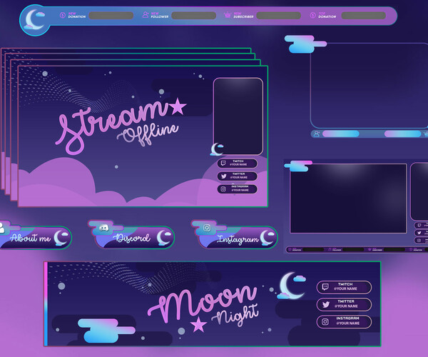 ArtStation - Moon scenery theme / Twitch package / Set up for your ...