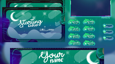 Green Moon scenery / Twitch package / Setup for your twitch