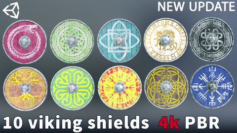 10 Viking Shields 4k PBR
