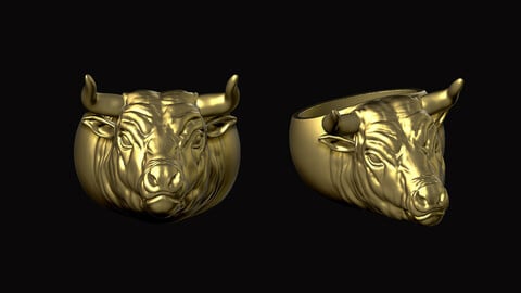 Bull Head Ring 3D print model