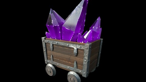 Stylized Purple Crystal Minecart