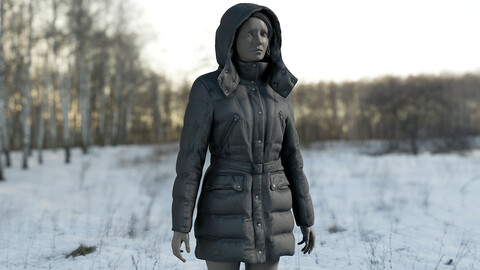 Realistic 3D model of Womens Down Jacket 6