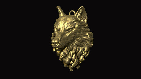 Wolf Head Pendant 3D print model