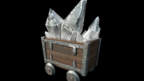 Stylized Bright Crystal Minecart