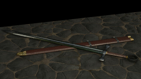 Low-poly Sword and Scabbard
