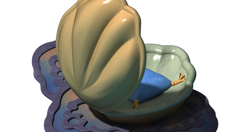 Cartoon submarine city - shell bed