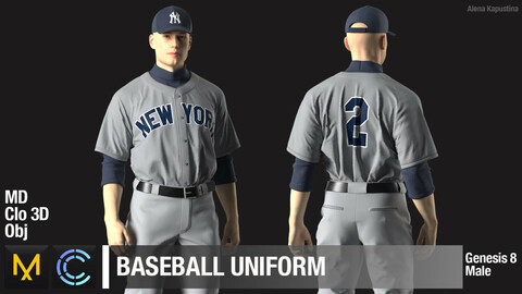 Baseball uniform / Marvelous Designer / Clo 3D project + obj