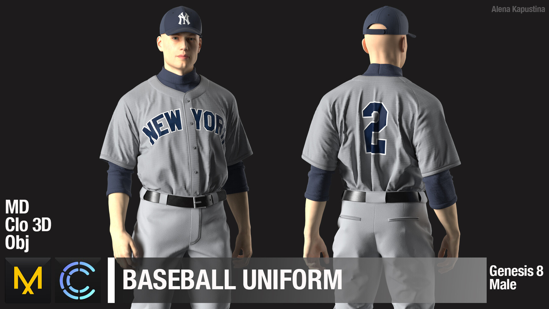 ArtStation - Baseball uniform / Marvelous Designer / Clo 3D project + obj