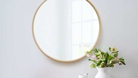 Solid wood round mirror 4size 2colors