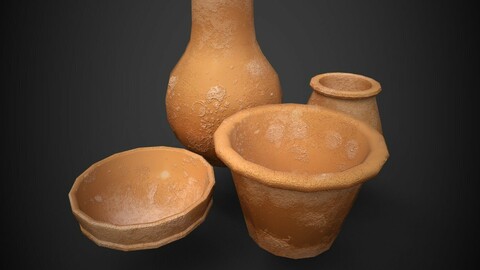 Low Poly Terracotta Pots Collection