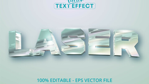 Laser text, holographic iridescent color wrinkled foil style editable text effect