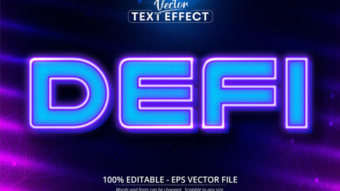 Defi text, neon style editable text effect