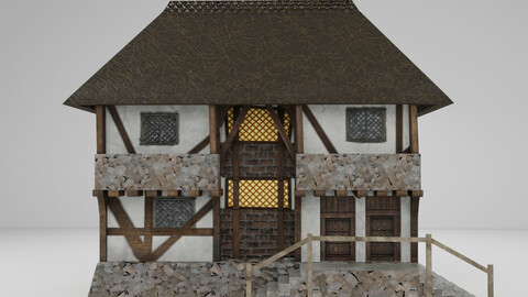 Low Poly Medieval House  3D Model
