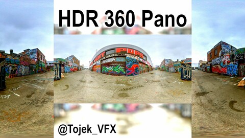 HDR 360 Panorama DTLA Graffiti Alley Cloudy 041 (Set pano 4 of 6)