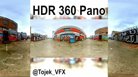 HDR 360 Panorama DTLA Graffiti Alley Cloudy 049 (Set pano 5 of 6)