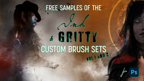 FREE samples - Ink & Gritty brush set for Photoshop