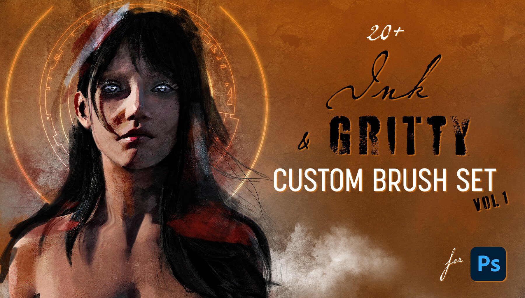 ArtStation 20+ Ink & Gritty brushes for Vol. 1 Brushes